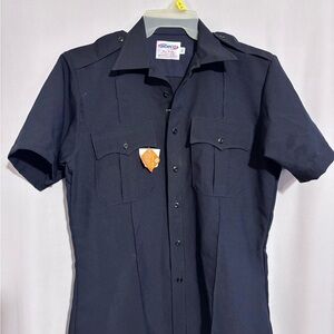 Elbeco Textrop Navy Blue Short Sleeve Men's Uniform Shirt size 15.5 style Z3314